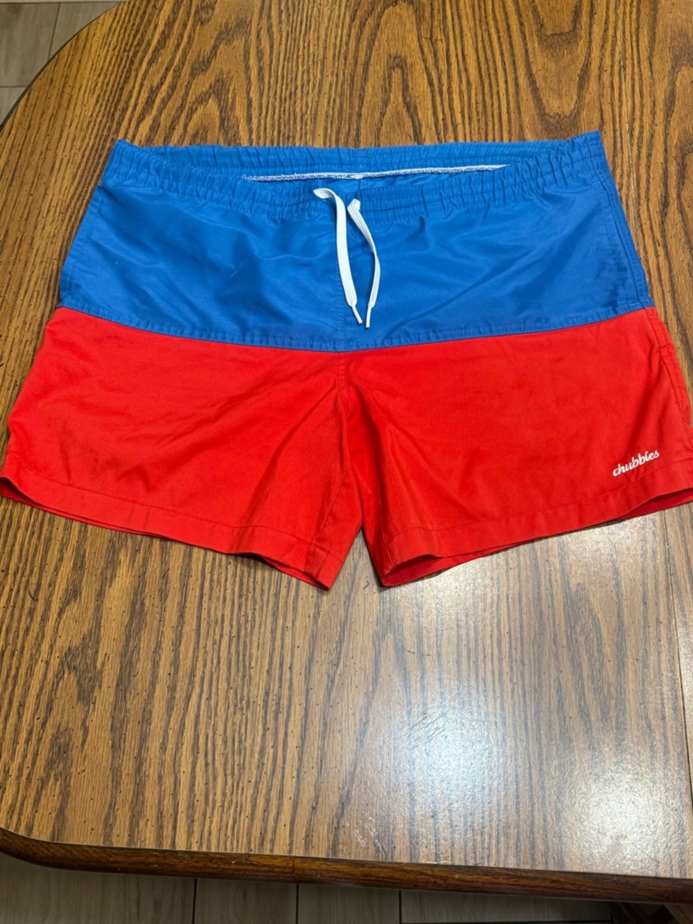 Chubbies Colorblock Blue and Red Swim Shorts